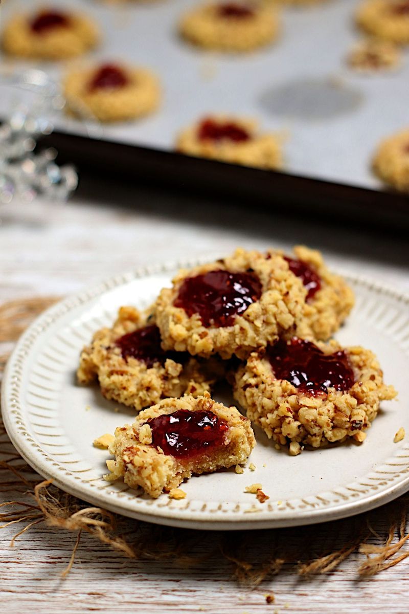 Raspberry Jam Thumbprint Cookies