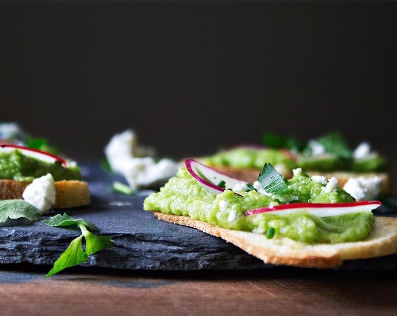 Smashed Avocado and Radish Crostini