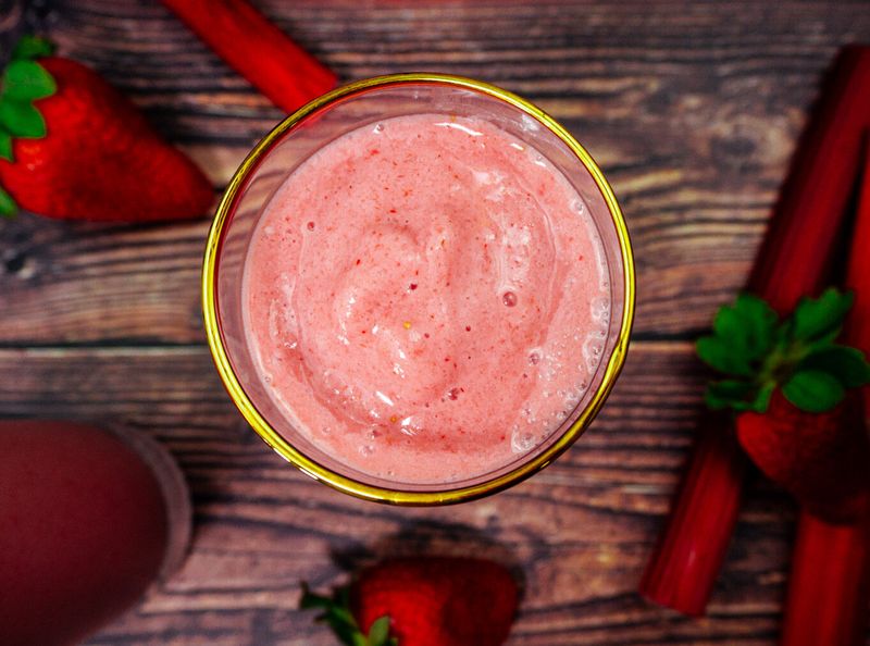 Rhubarb Smoothie with Strawberry and Banana