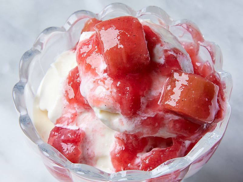Roasted Rhubarb with Vanilla Ice Cream