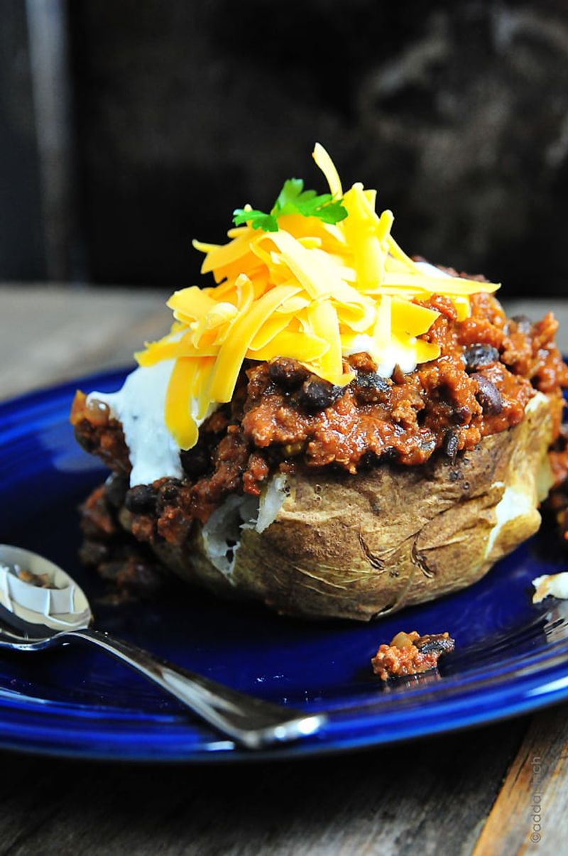 Chili-Topped Baked Potatoes