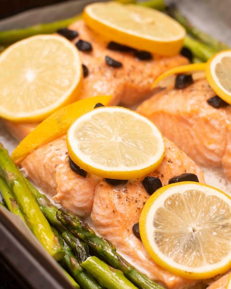 Lemon Herb Baked Trout with Asparagus