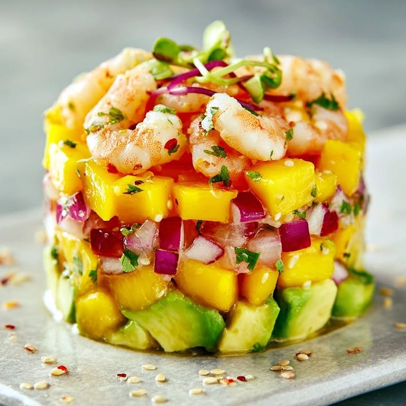 Prawn and Mango Avocado Stack