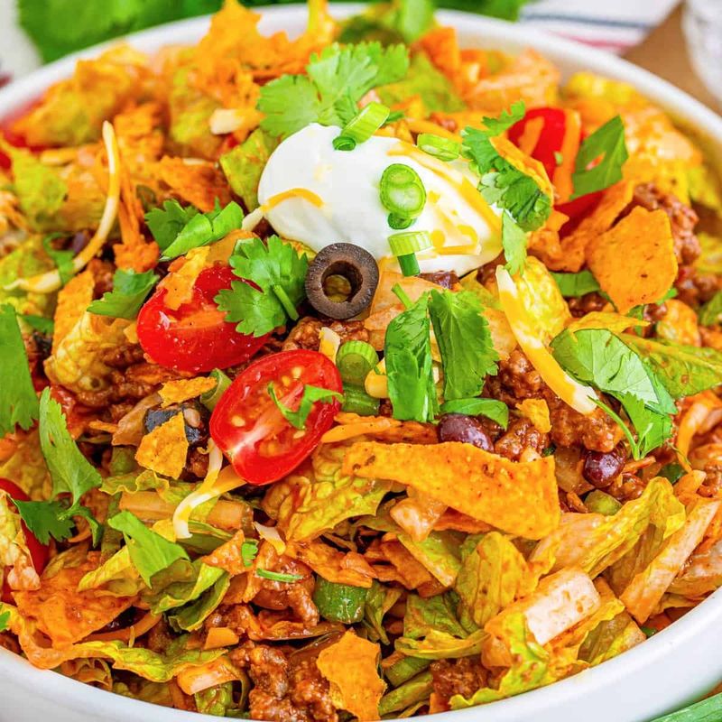 Taco Salad with Doritos and Salsa Dressing