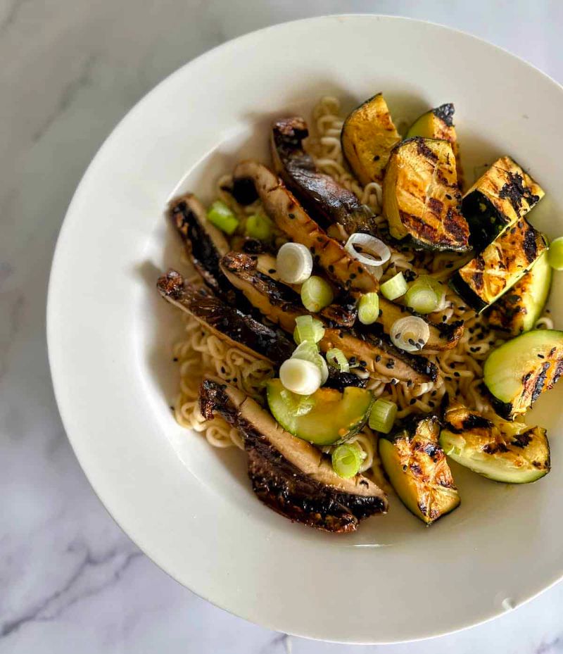Miso-Glazed Portobello Mushrooms with Sesame Noodles