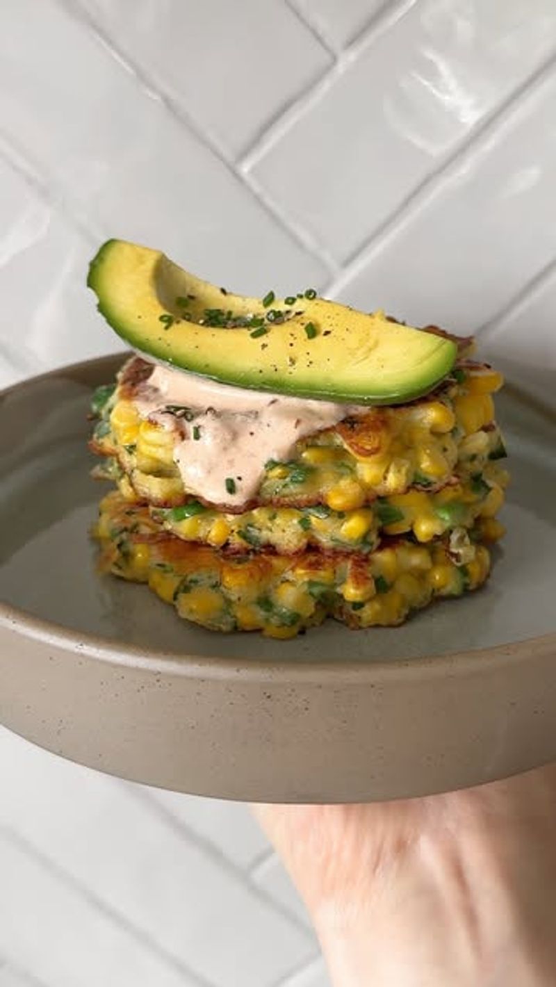 Zucchini Corn Fritters with Avocado Cream