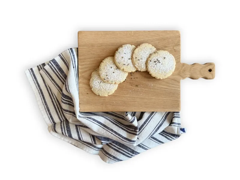 Lavender Shortbread Cookies on a Linen Cloth