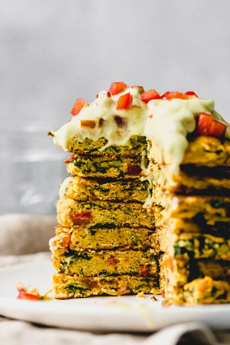 Chickpea Flour Pancakes With Spinach And Feta