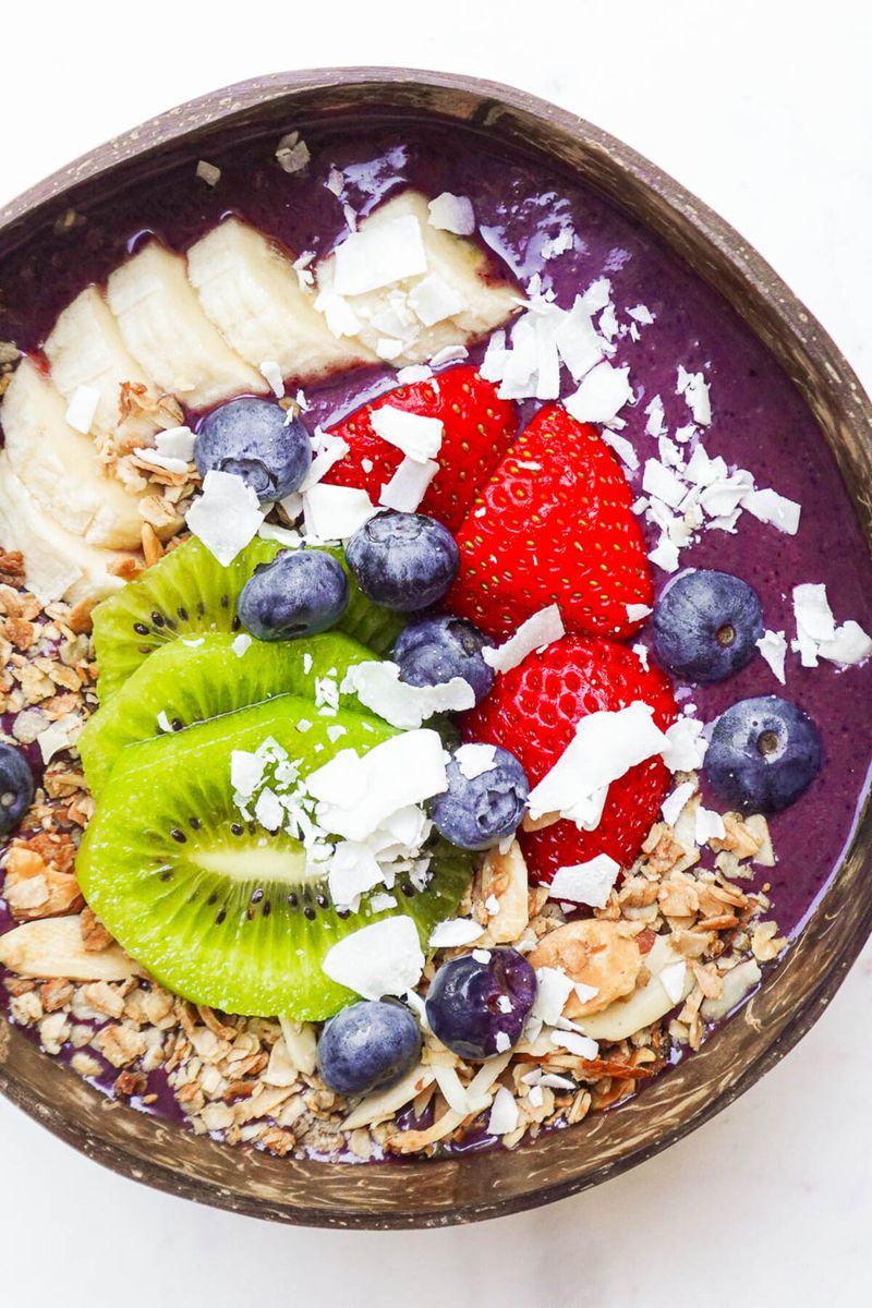 Acai Bowl with Granola and Tropical Fruit