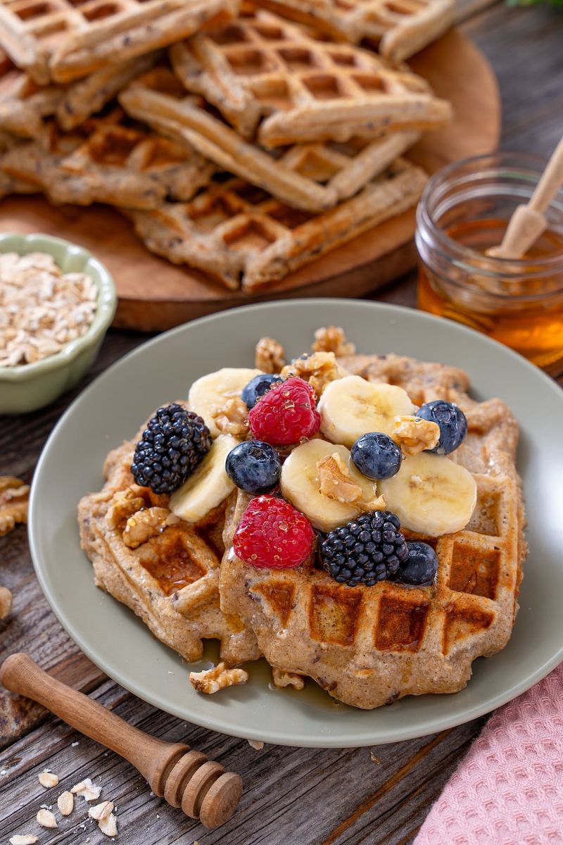 Banana Oat Waffles