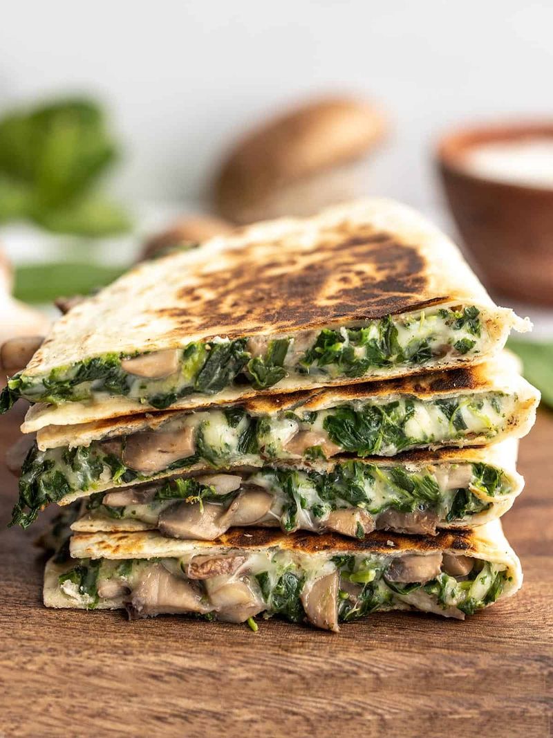 Mushroom and Spinach Quesadillas