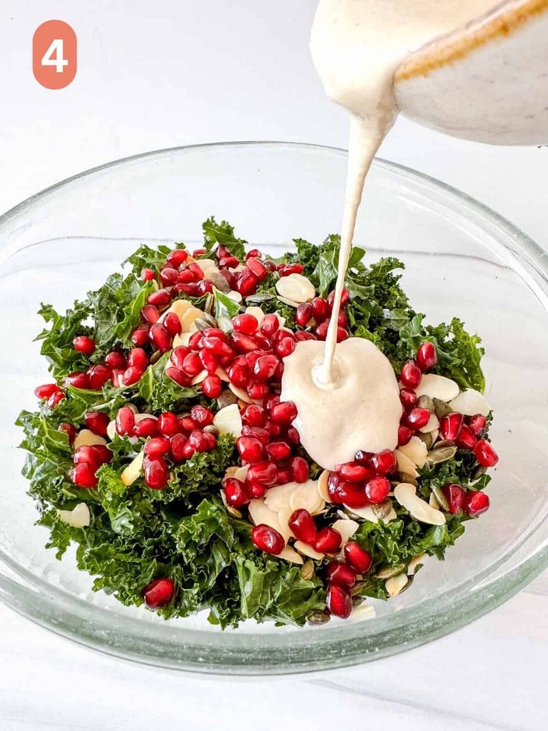 Kale and Pomegranate Salad with Tahini Dressing