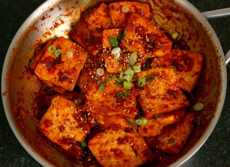 Spicy Korean Dubu Jorim (Braised Tofu)