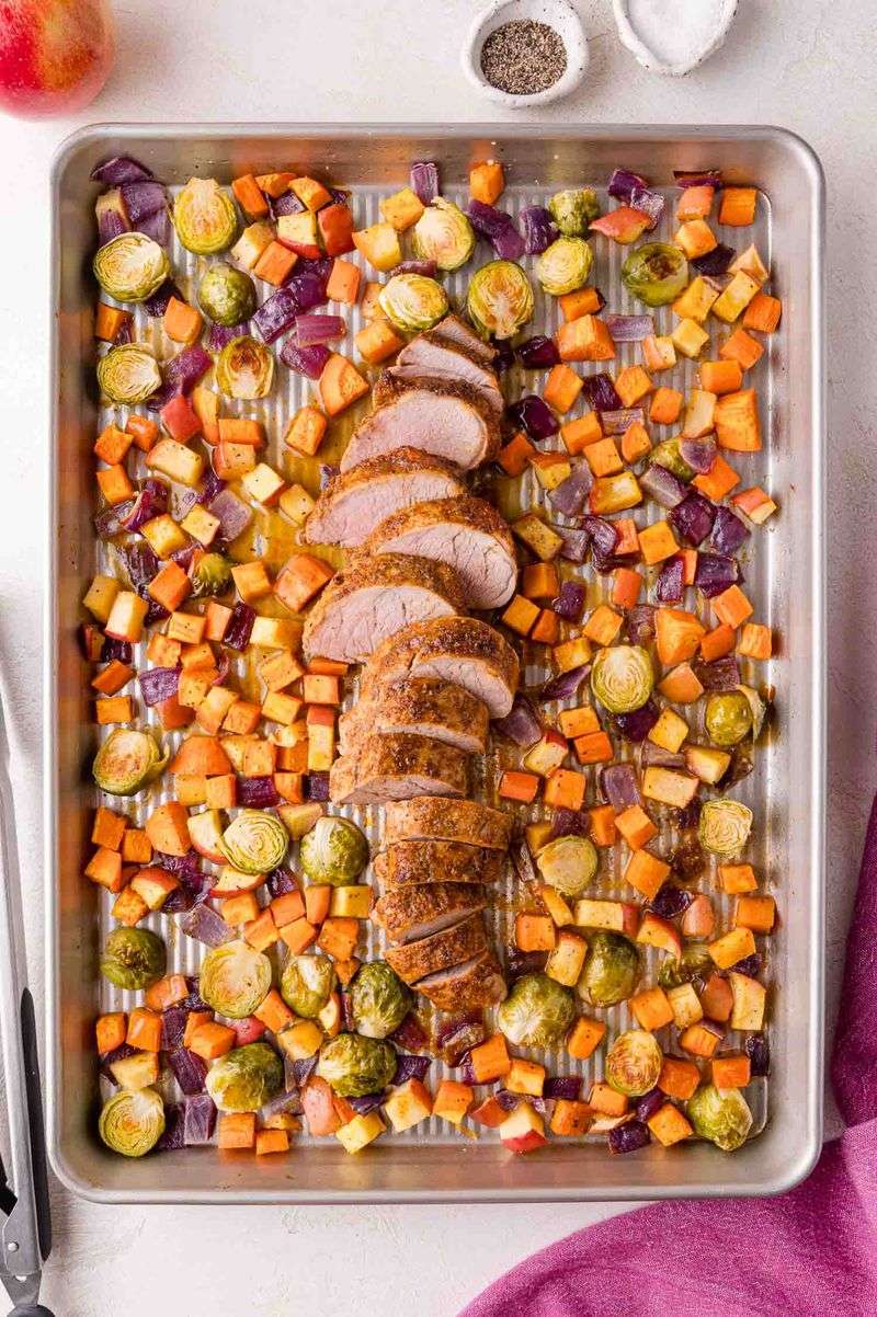 Sheet Pan Honey Garlic Pork Tenderloin with Sweet Potatoes