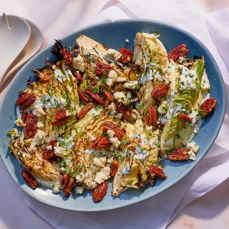 Cabbage Steak Salad with Blue Cheese and Walnuts