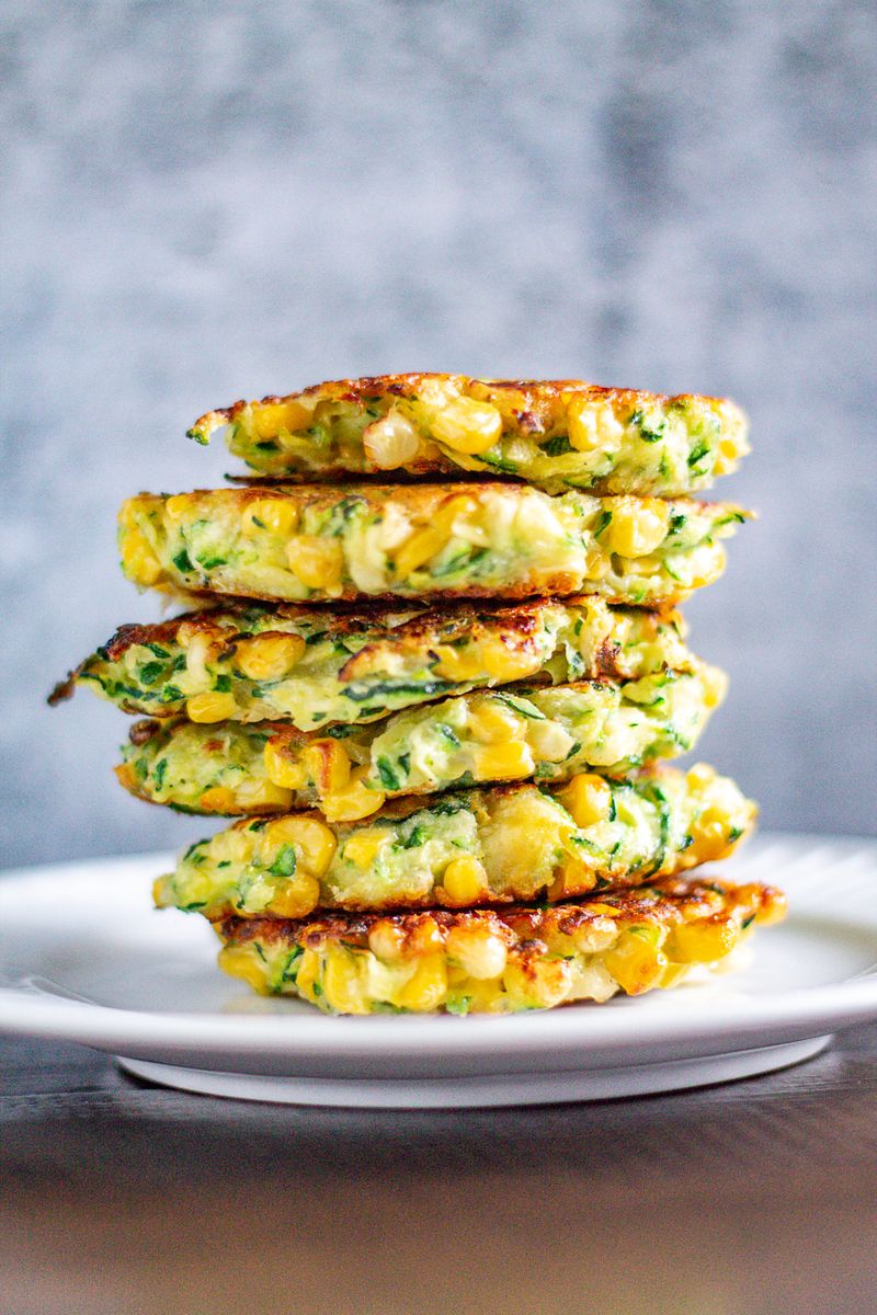 Zucchini Corn Fritters with Sour Cream Dip