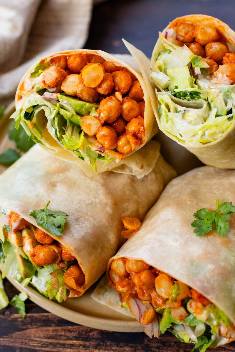Buffalo Chickpea and Ranch Slaw Wrap