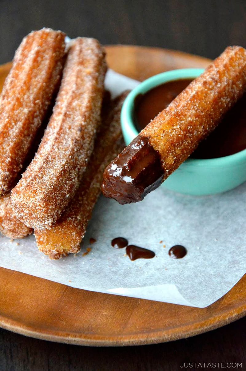 Churros with Dark Chocolate Dipping Sauce (Inspired by Foodies Festival, Birmingham)