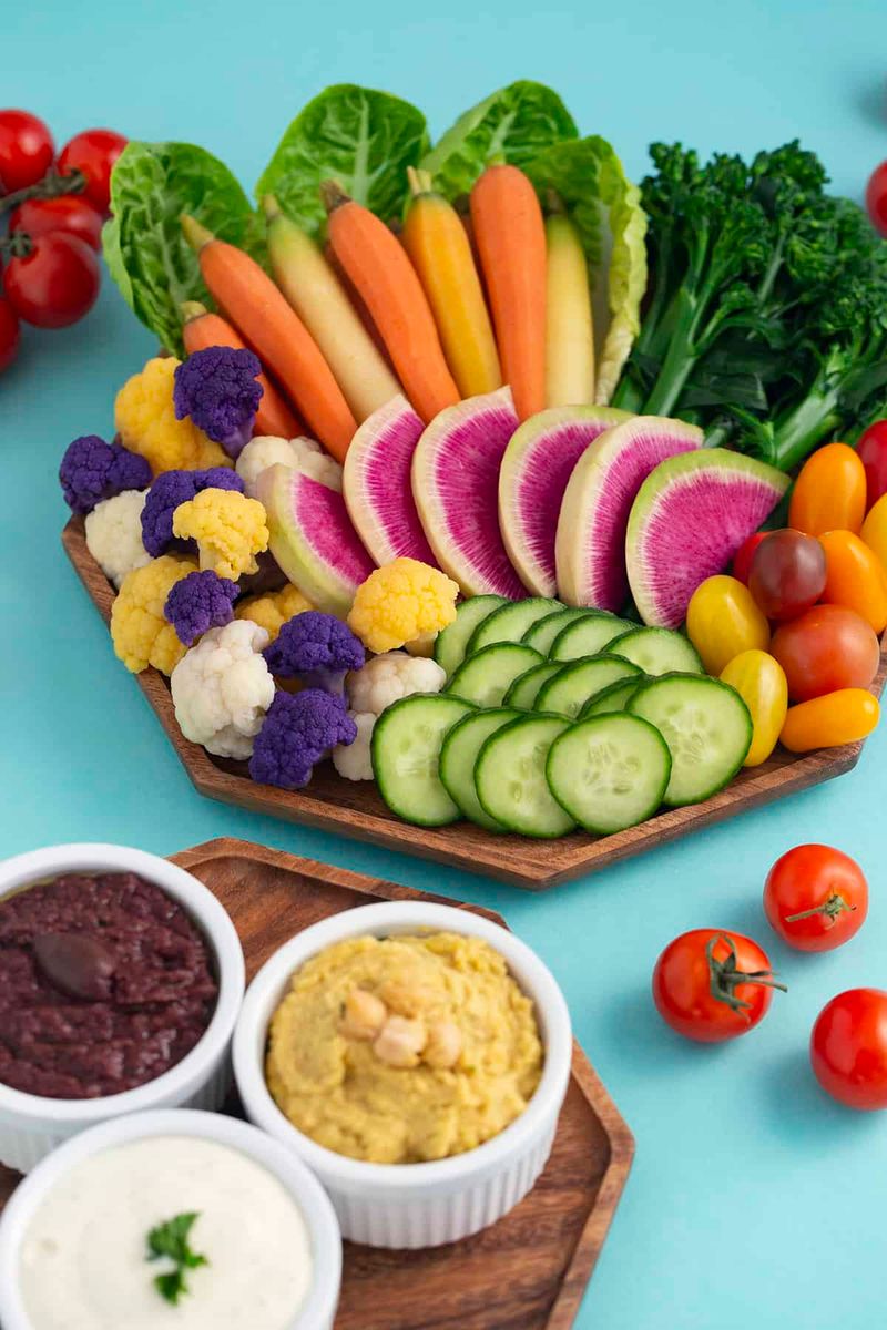 Hummus and Rainbow Veggie Platter
