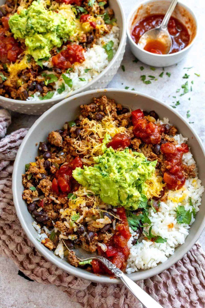 Bean and Rice Bowl With Toppings You Can Find