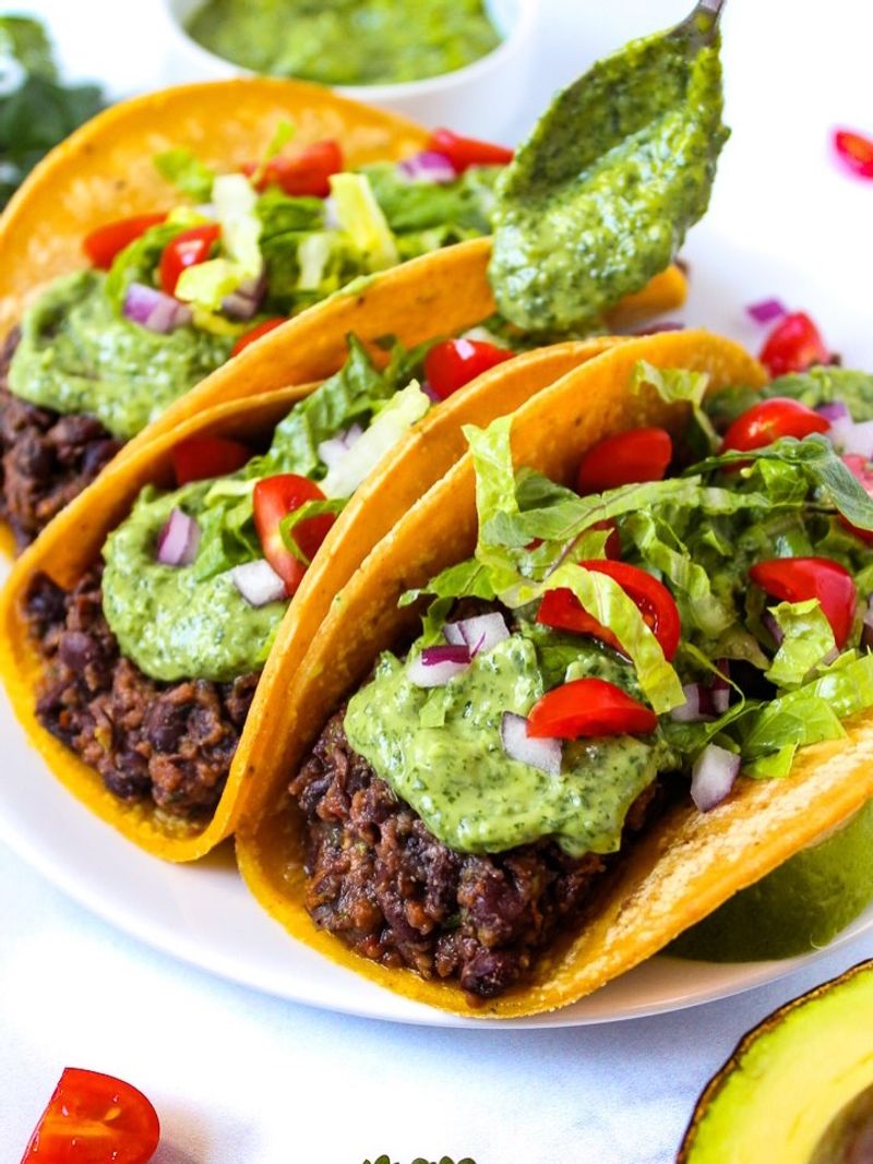 Black Bean Tacos with Avocado Crema