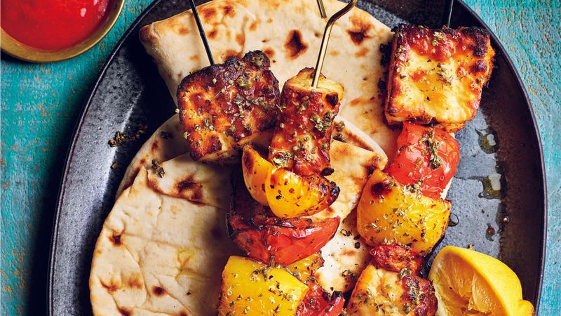 Grilled Halloumi and Vegetable Skewers