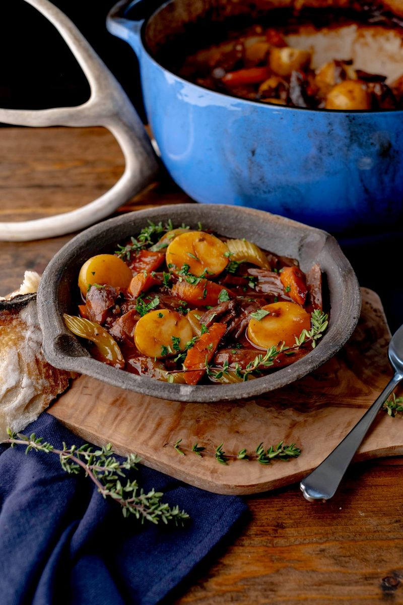 Hearty Venison Stew With Root Vegetables And Potatoes