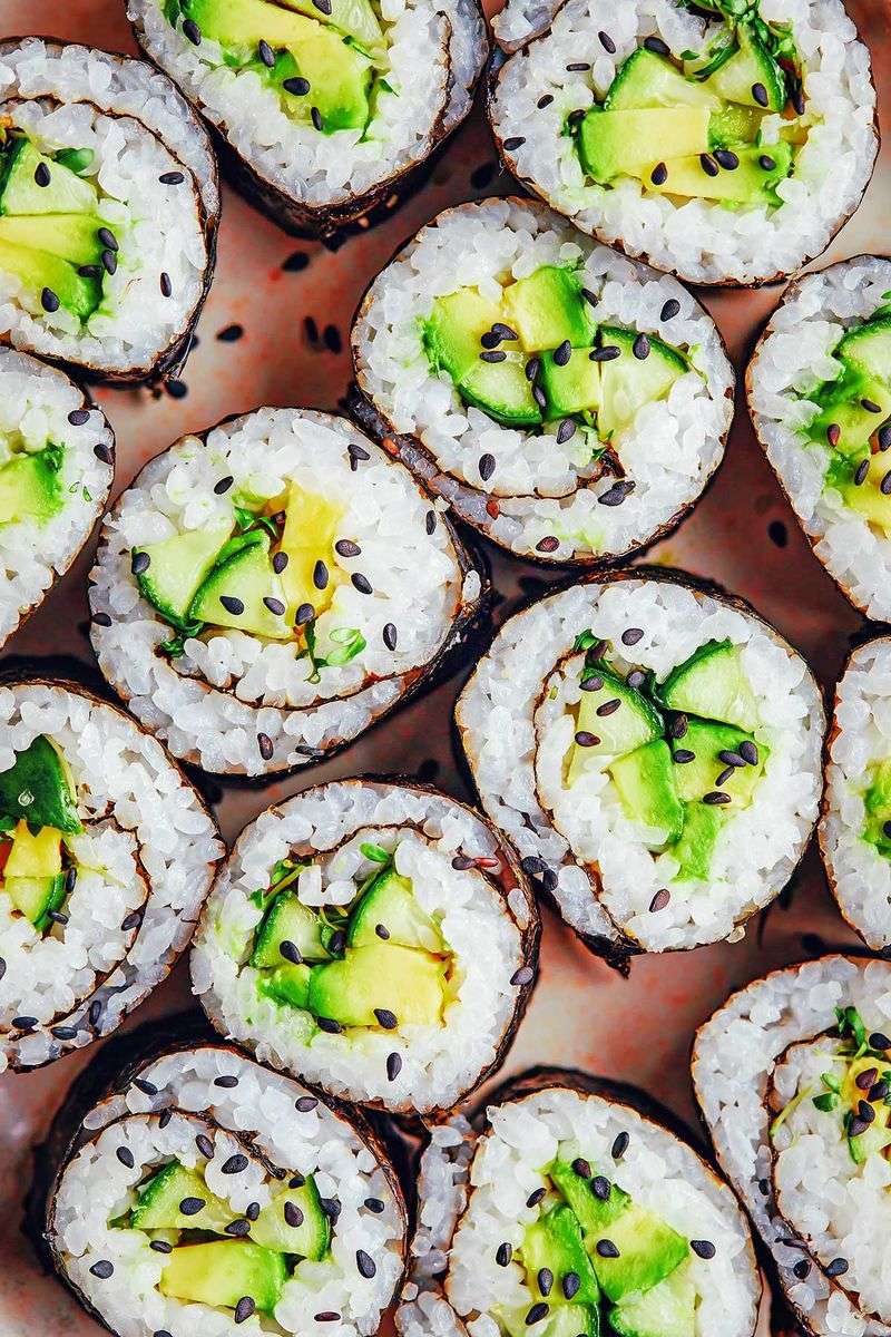 Cucumber Avocado Sushi Rolls