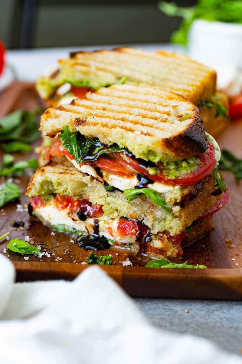 Pesto Caprese Panini with Sun-Dried Tomatoes