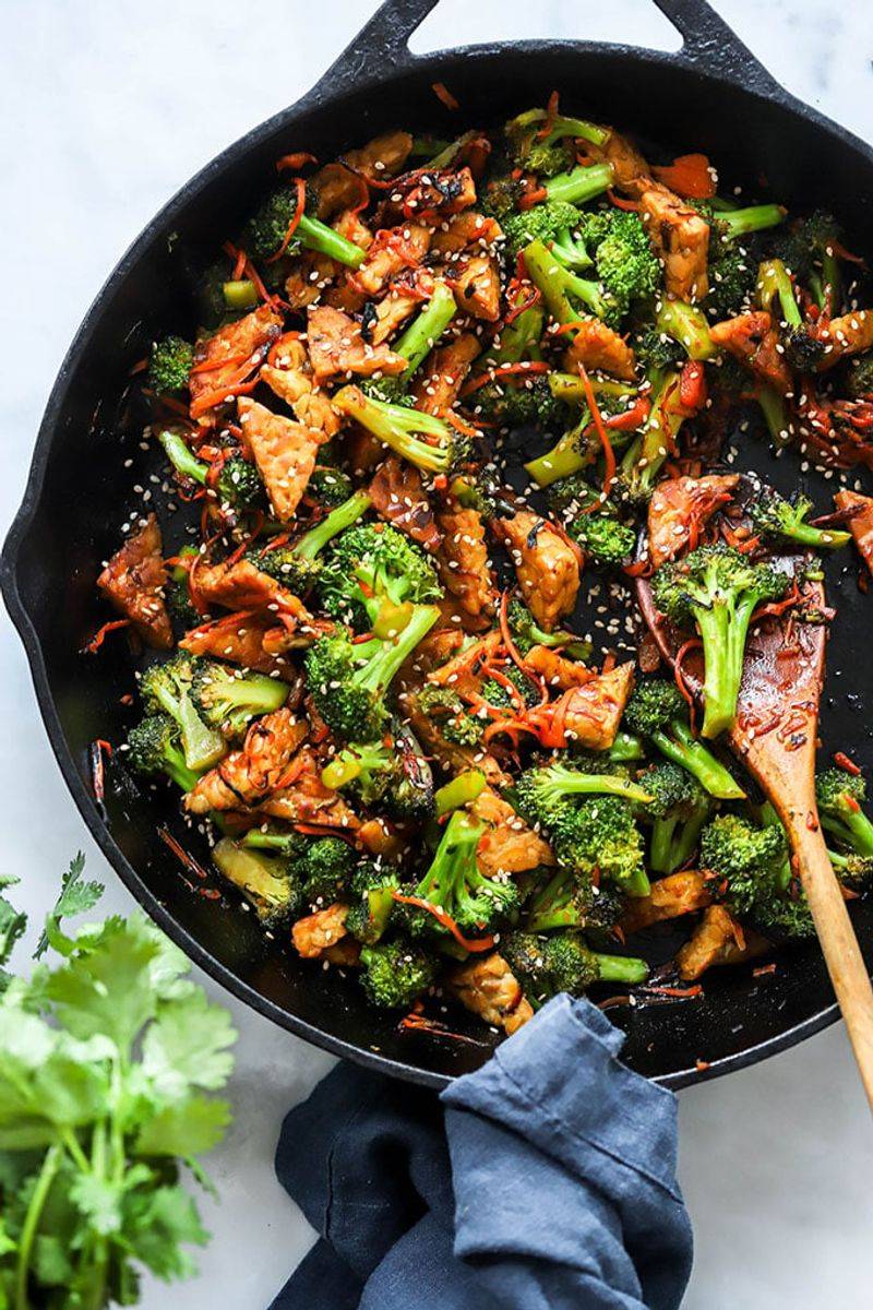 Teriyaki Tempeh with Stir-Fried Vegetables