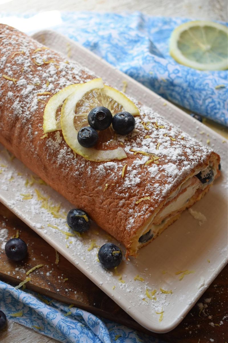 Lemon Blueberry Cake Roll