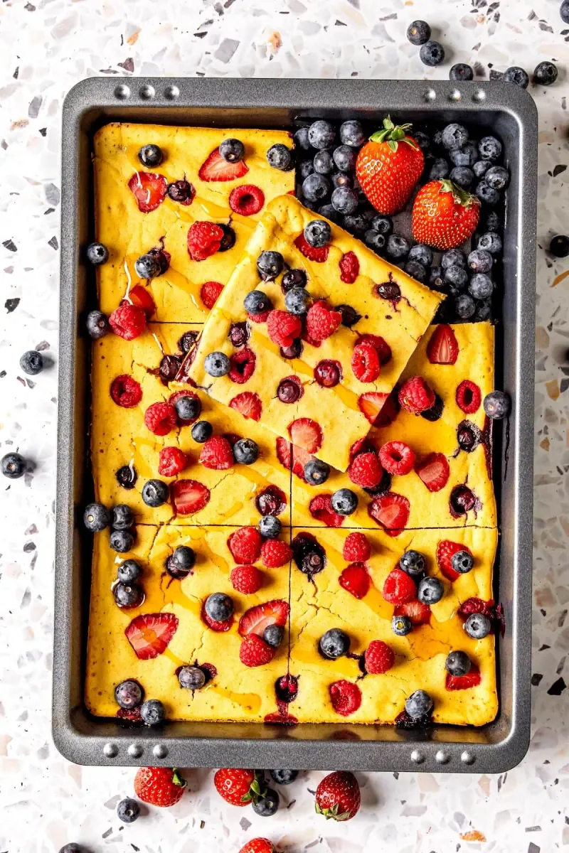 Sheet Pan Pancakes with Fresh Berries