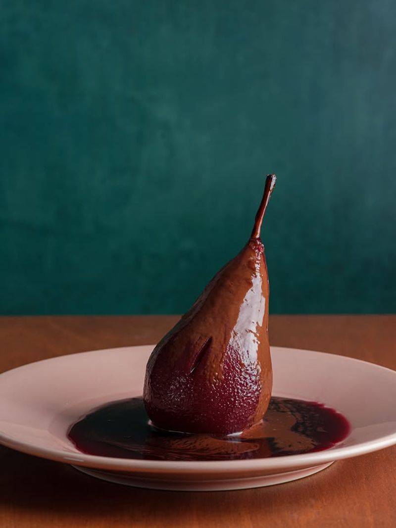 Honey and Thyme Pears Poached in Wine