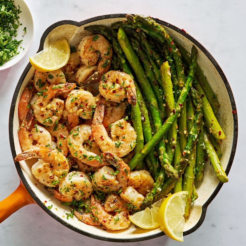 Lemon Garlic Butter Shrimp with Asparagus