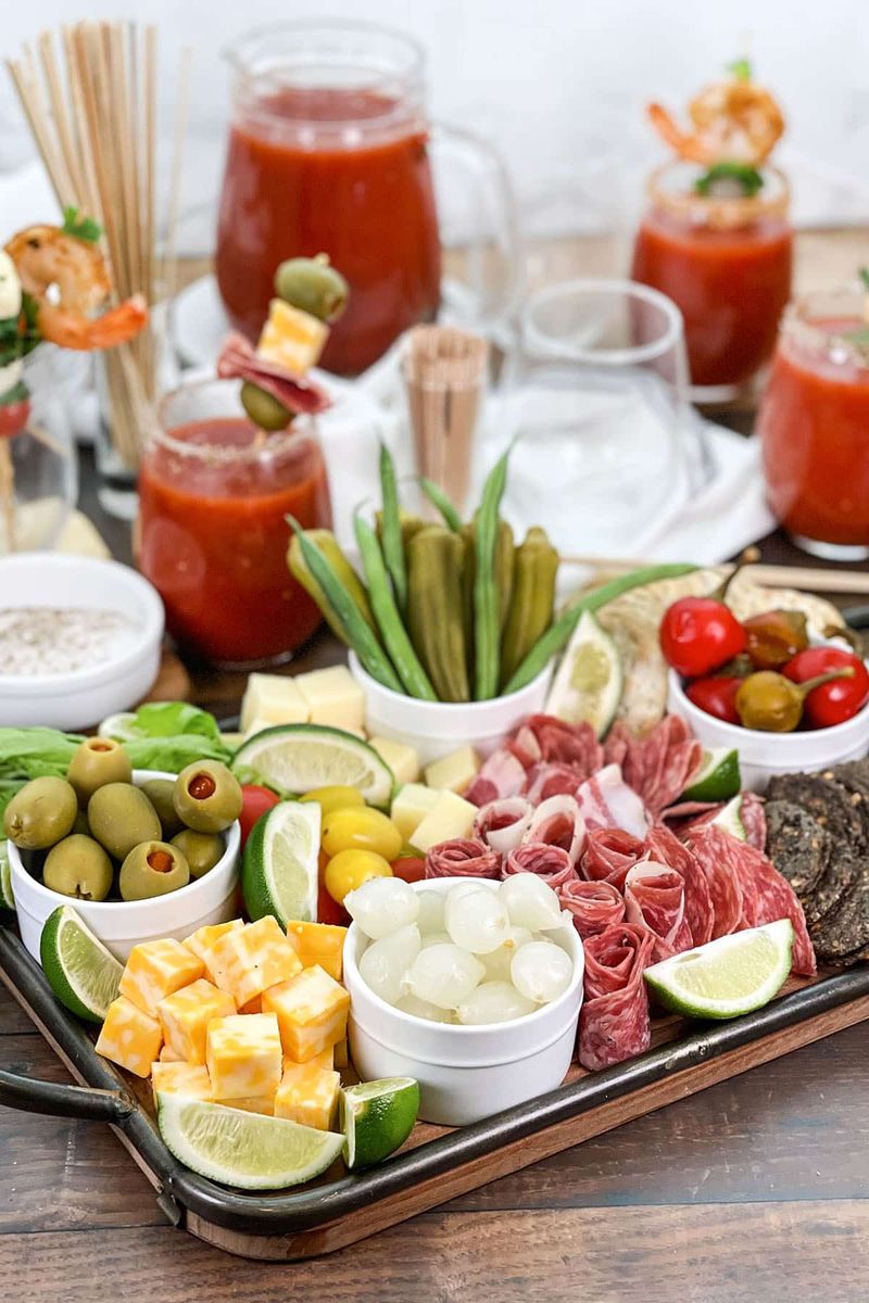 Spicy Bloody Mary Shrimp Cocktail Brunch Board