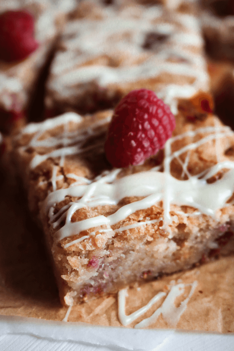Raspberry and White Chocolate Blondies
