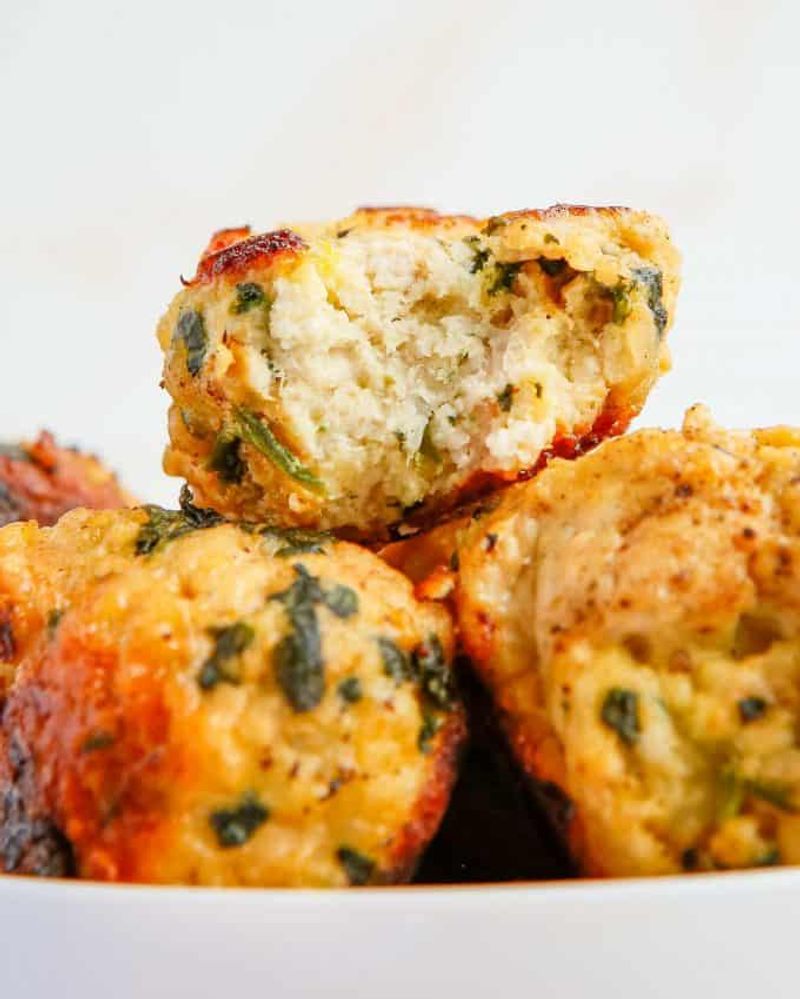Spinach and Feta Turkey Meatballs Bake