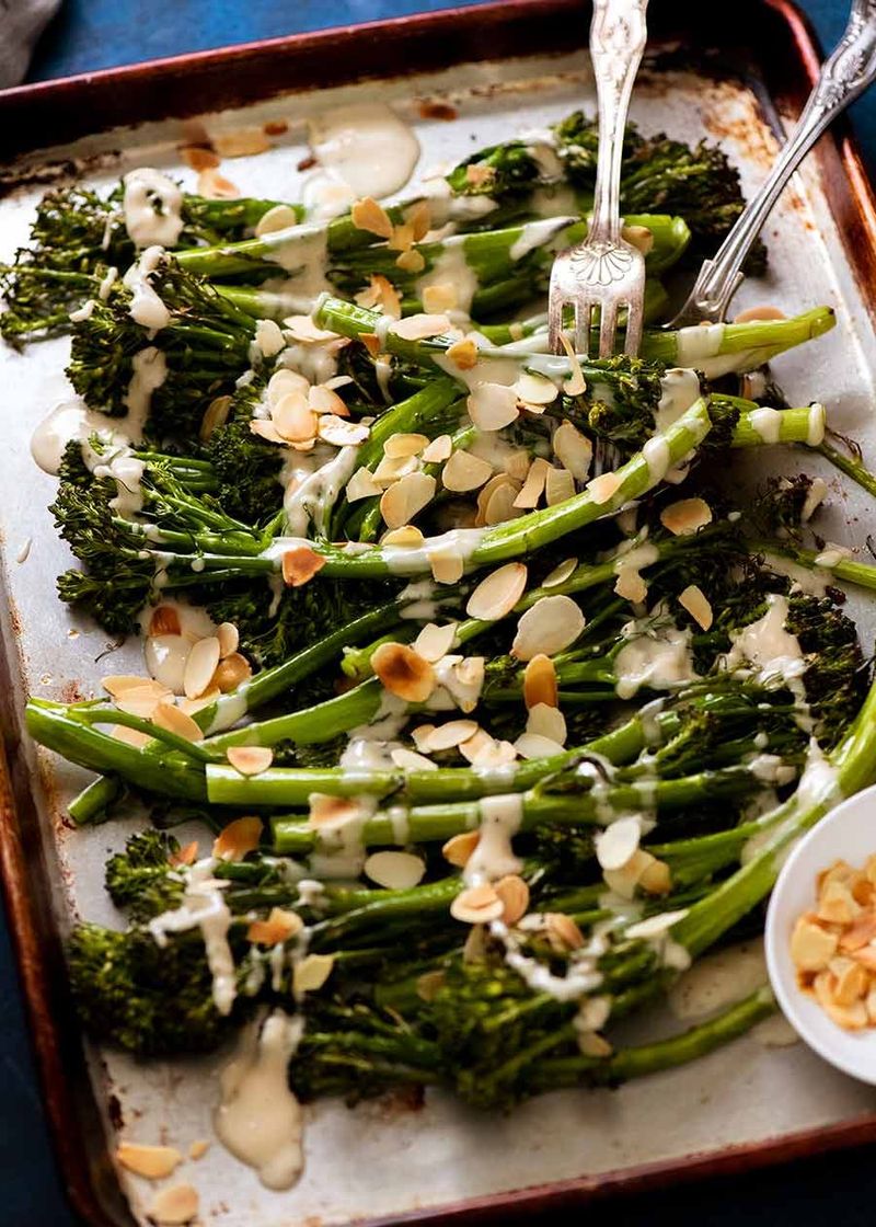 Roasted Broccolini and Almond Salad