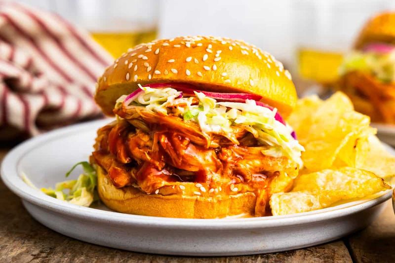 Slow Cooker Pulled Chicken Sandwiches