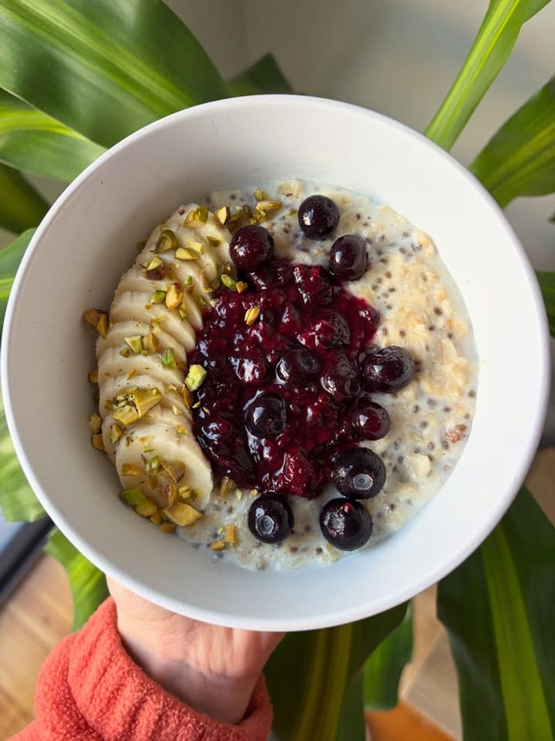 British Porridge Bowl with Stewed Berries