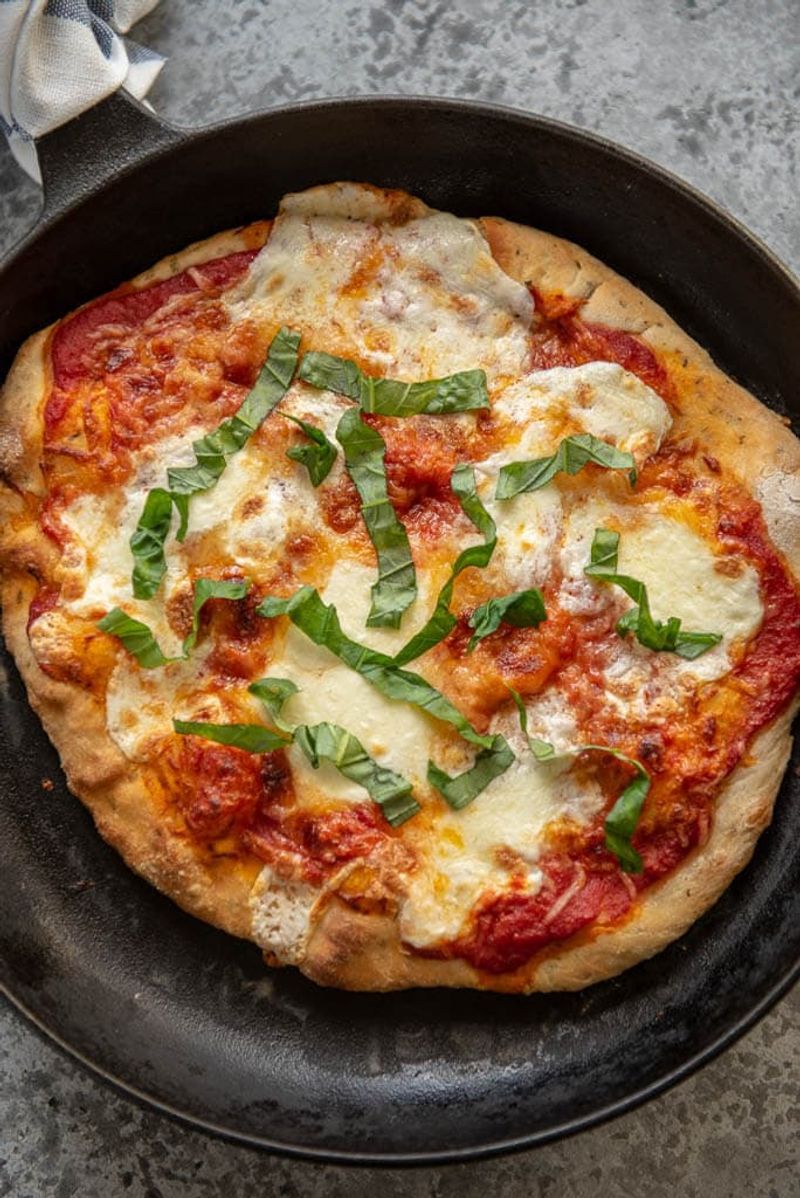 Homemade Margherita Pizza on Skillet