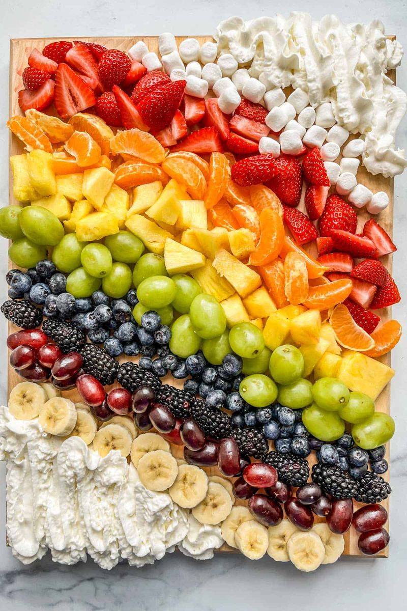 The Colorful Fruit and Cheese Rainbow Board