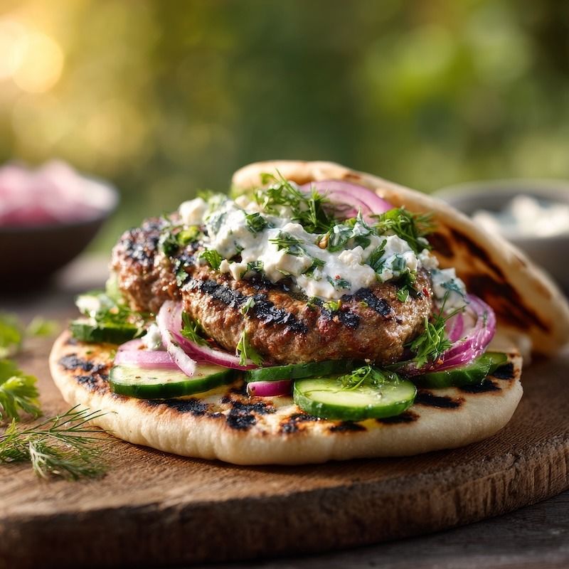The Lamb Burger with Harissa and Feta