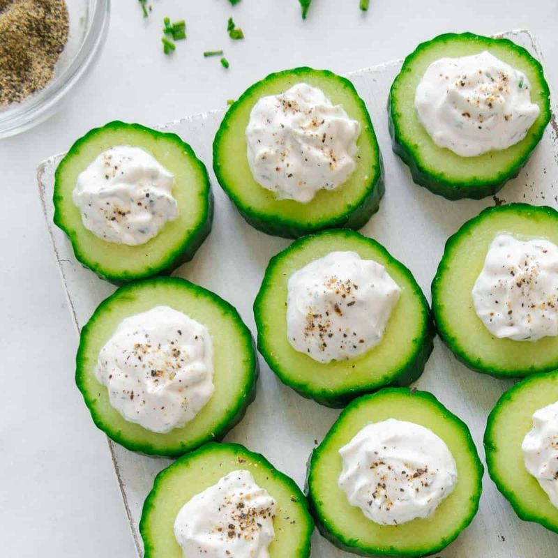 Cucumber Rounds with Cashew Cream Cheese