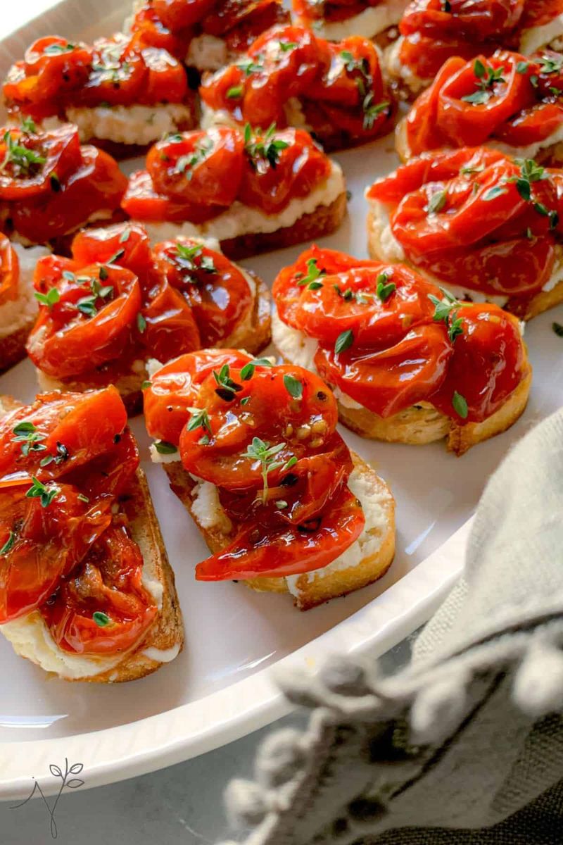 Pipe Whipped Feta Onto Crostini