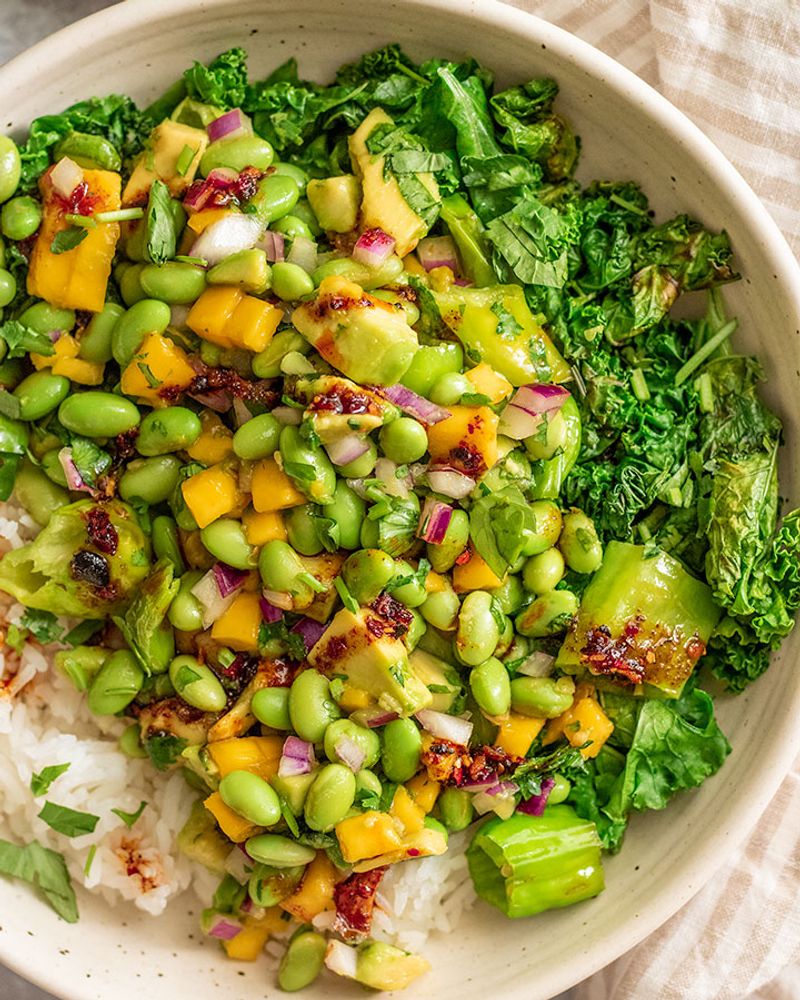 Mango And Edamame Brown Rice Bowl