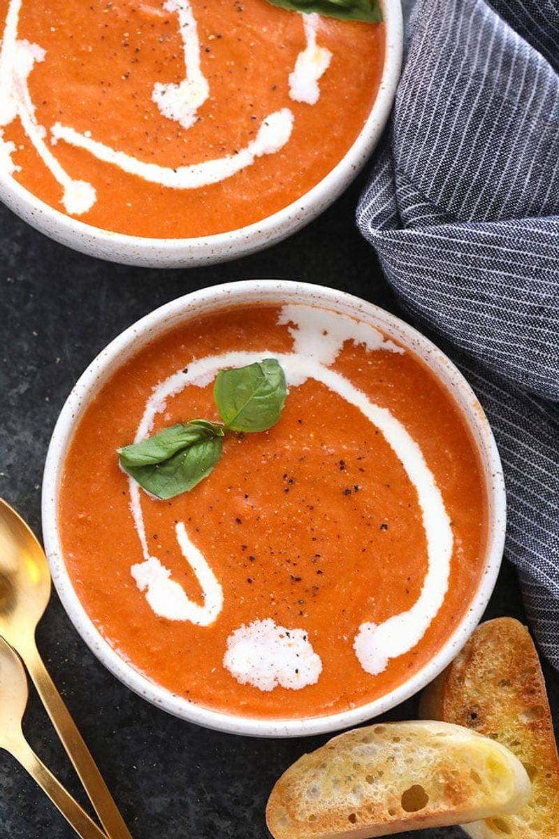 Tomato Basil Soup with Greek Yogurt