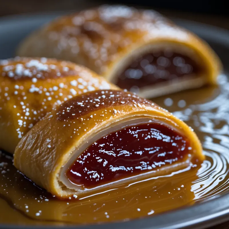 Roly-Poly Jam Suet Pudding with Brown Sauce