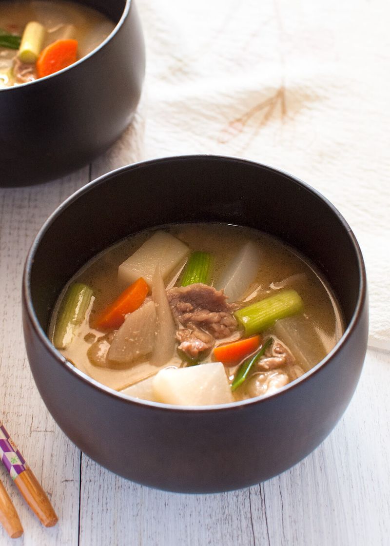 Red Miso Soup with Pork and Cabbage