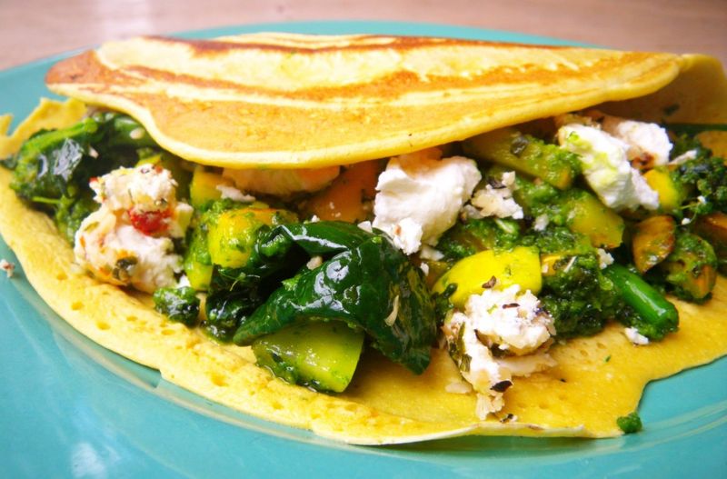 Chickpea Flour Crepes With Veggies